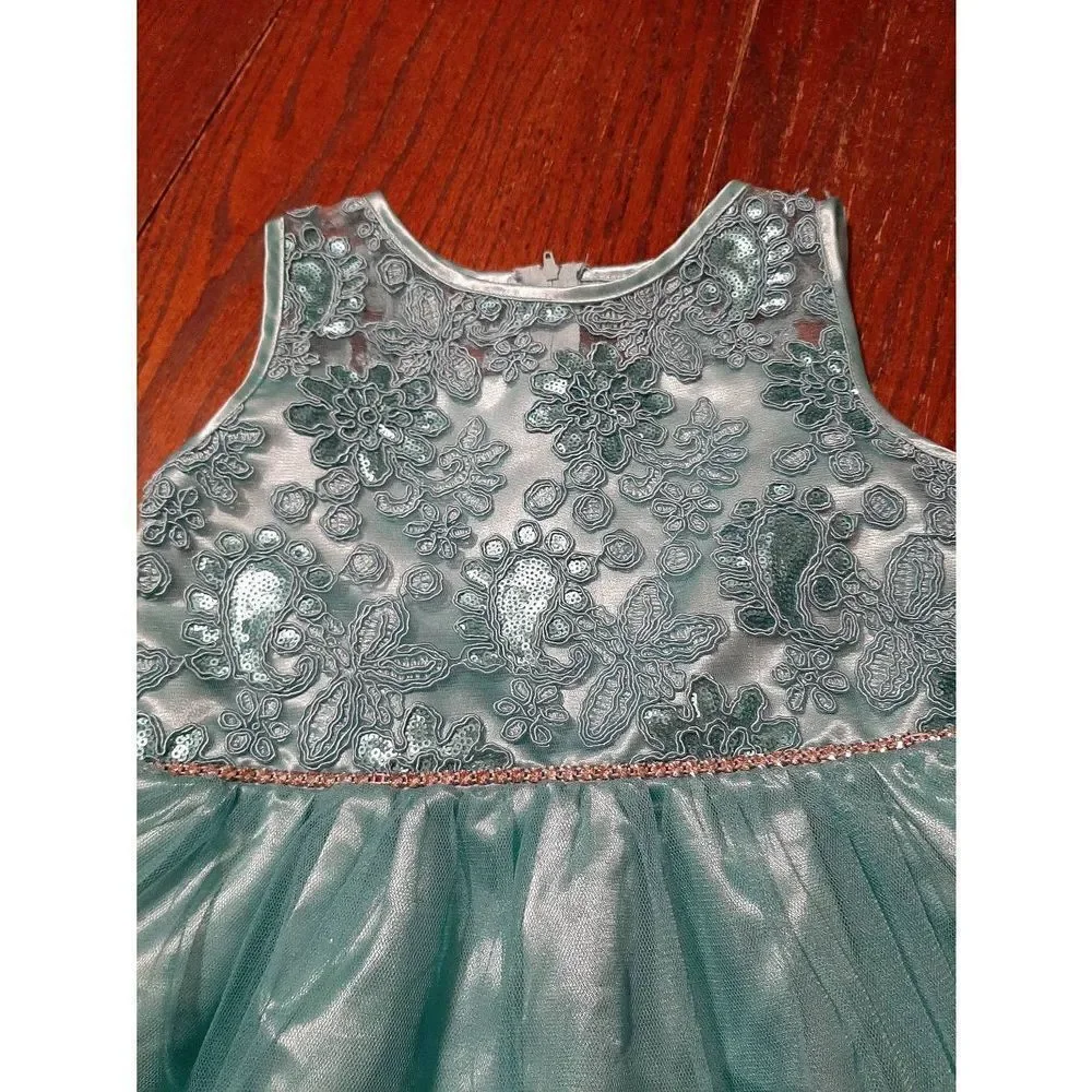 6X Rare Editions Blue Embroidered Sequin Rhinestone Formal Holiday Pageant Dress